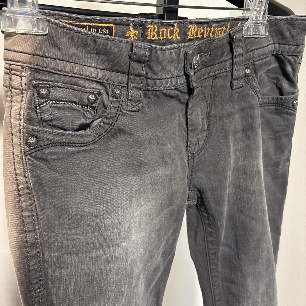 Rock Revival Celine Skinny faded charole Size 29 Stretch Silver Bling Selvage - Picture 9 of 11